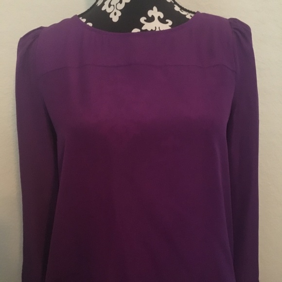 J. Crew Purple Boatneck Long Sleeve Blouse - Picture 3 of 8